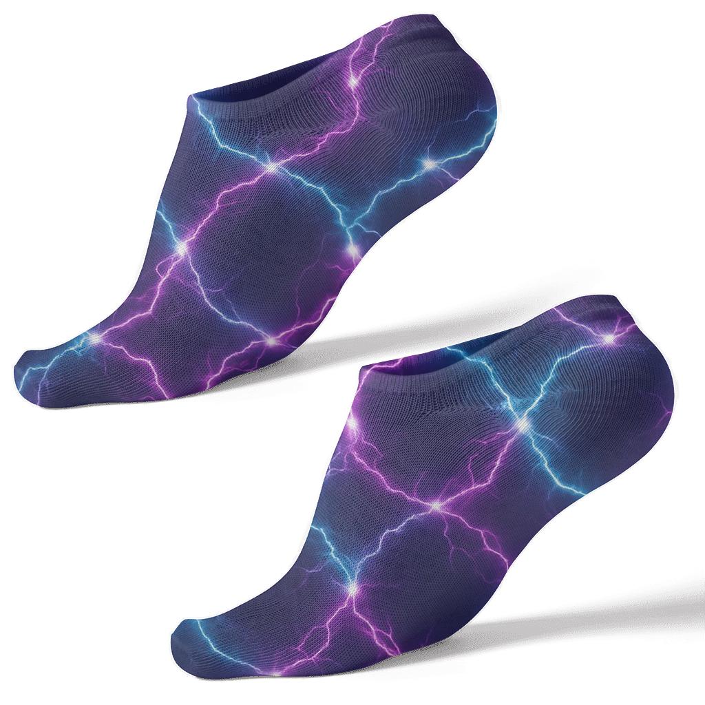 Neon Arc Lattice On Deep Indigo unique graphic ankle socks