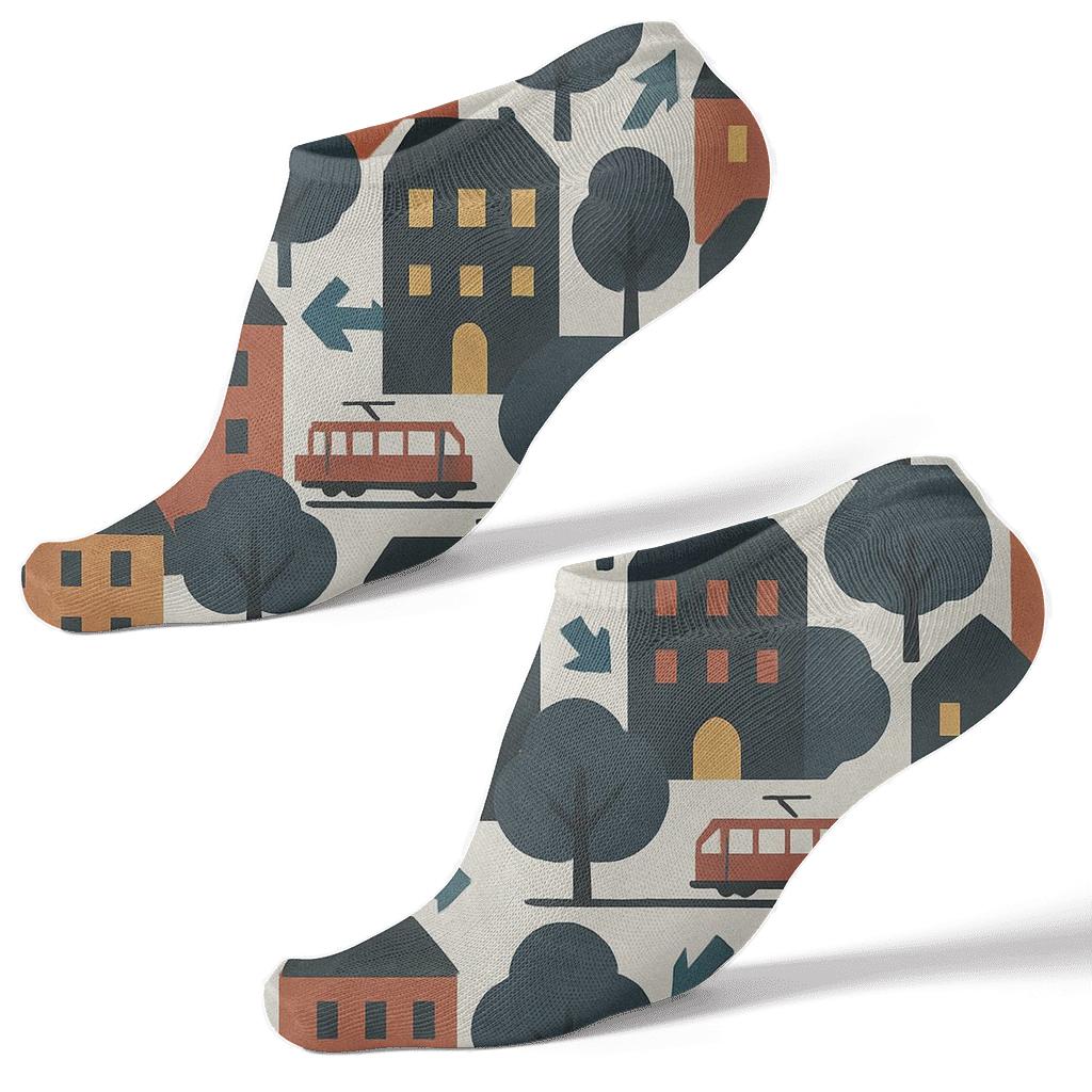 Architectural Collage Tessellation Urban Planner trendy patterned ankle socks