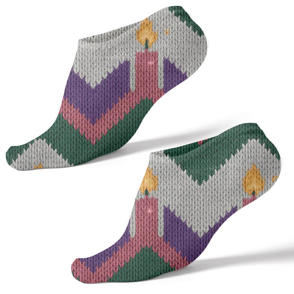 Knitted Chevron With Advent Candles stylish athletic ankle socks