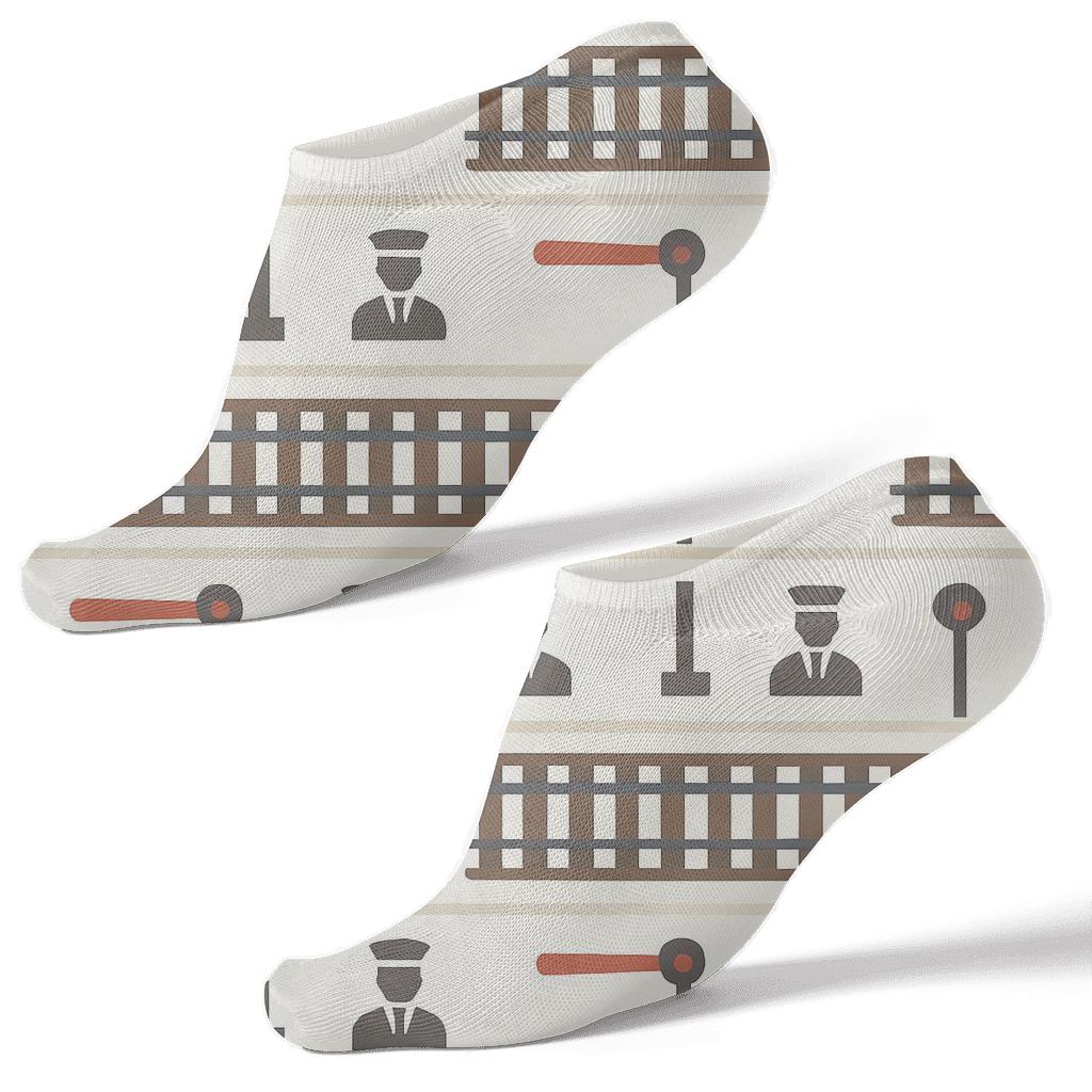 Railway Signal Bands With Train Conductor Accents trendy patterned ankle socks