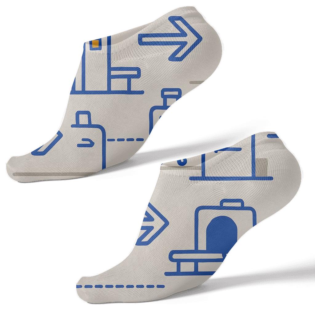 Luggage X Ray Rhythm with Customs officer Ankle Length Socks