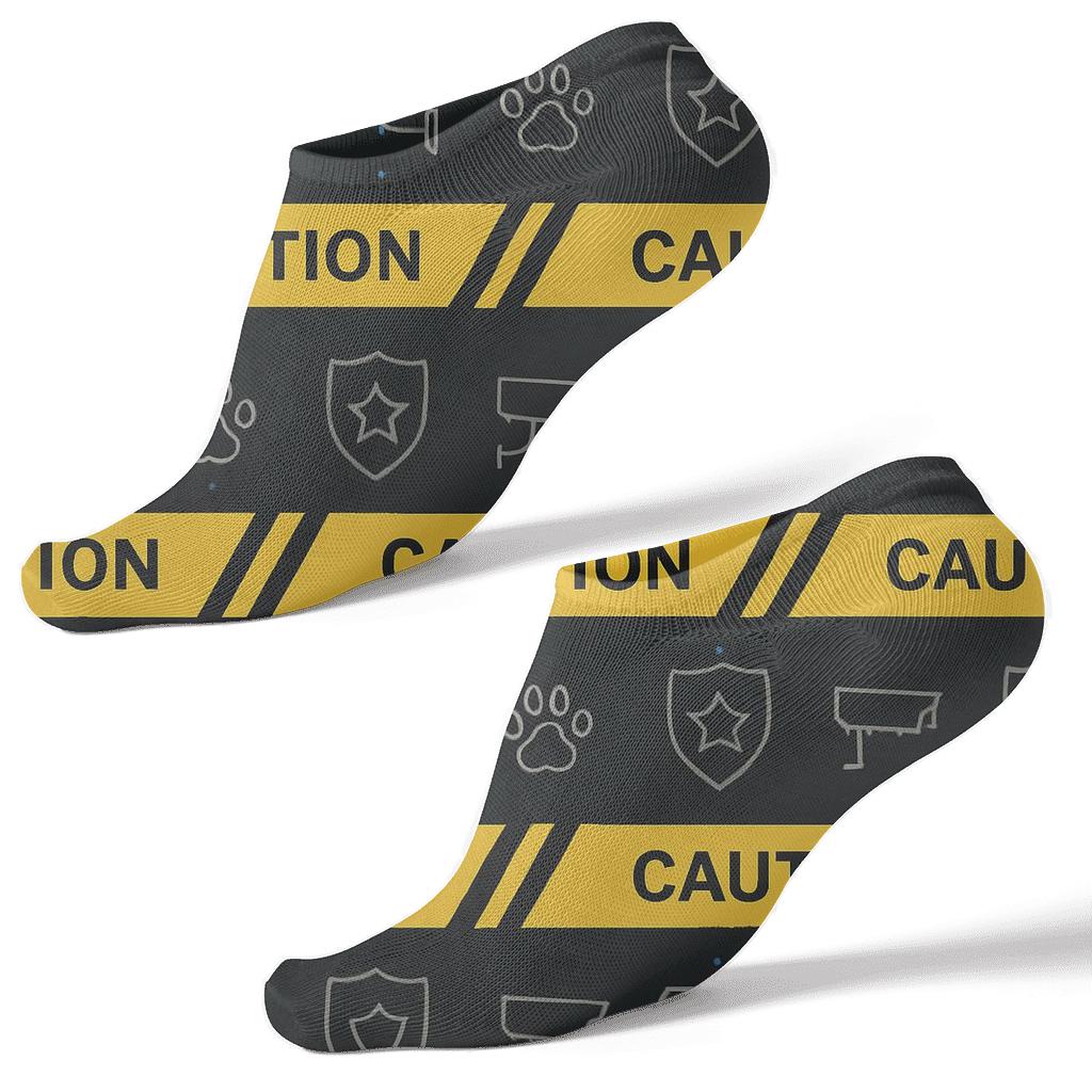 Caution Tape Bands With Security Guard Icons personalized ankle socks