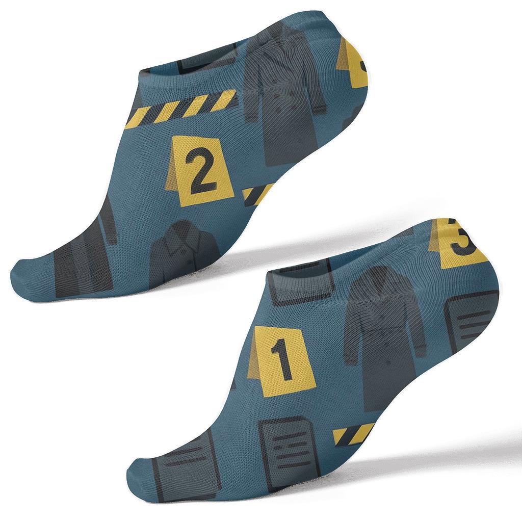 Evidence Marker Rhythm With Police Detective trendy patterned ankle socks