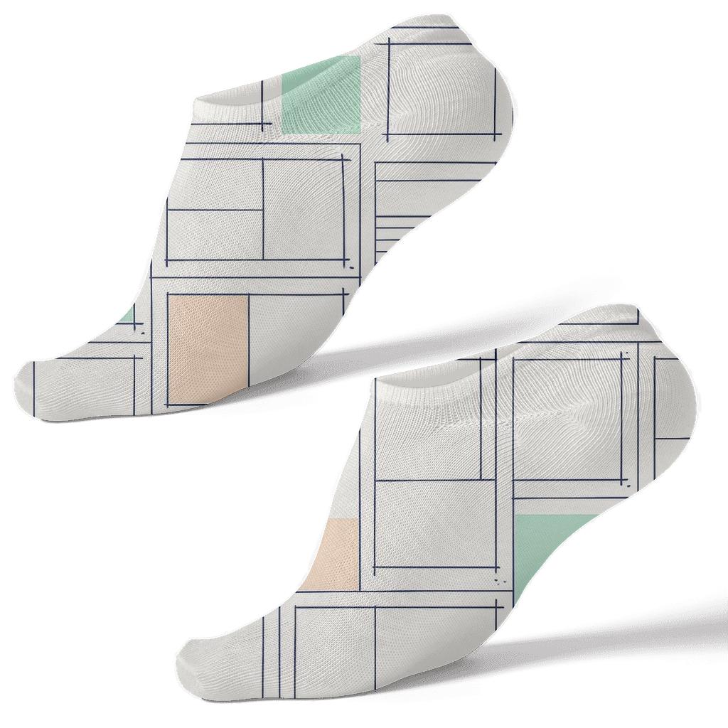 Modern Minimalist Layout Tiles, Graphic Designer Edition personalized ankle socks
