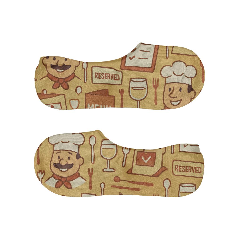 Restaurant Manager Banquet Blueprint Pattern soft cotton no-show socks