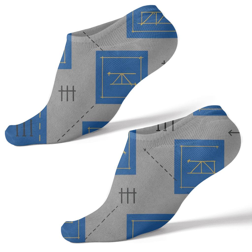 Civil Engineer Blueprint Lattice On Concrete Gray comfortable cotton ankle socks