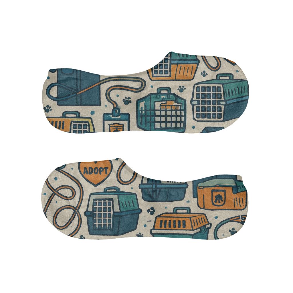 Rescue Patchwork Collage For Animal Control Officer anti-slip no-show socks