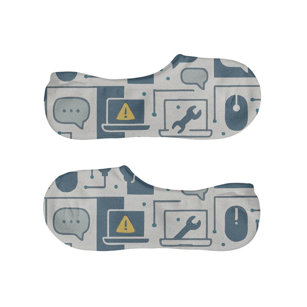 Help Desk Mosaic With It Support Specialist Icons designer printed no-show socks