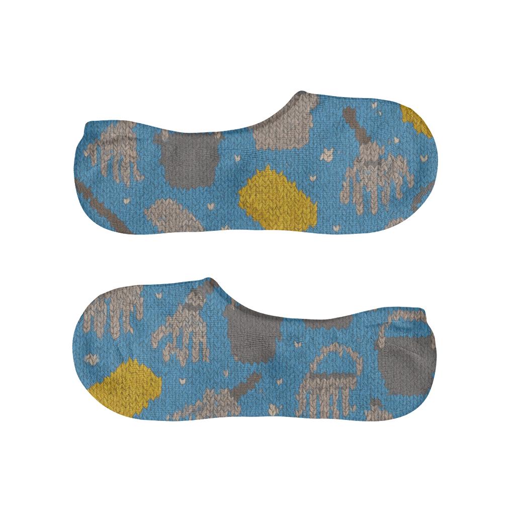 Knitted Illusion Custodian Lattice In Sky Blue anti-slip no-show socks