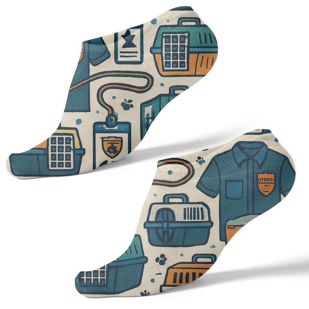 Rescue Patchwork Collage For Animal Control Officer stylish athletic ankle socks