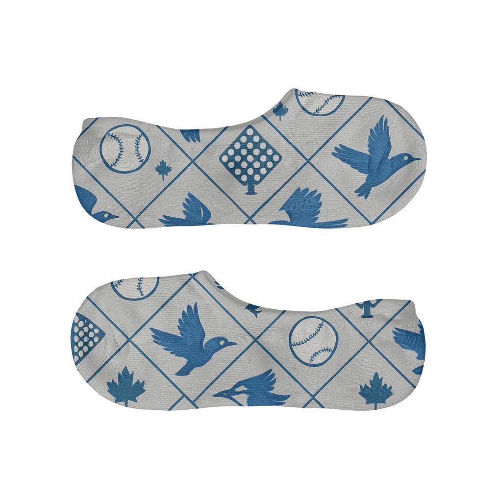 Stadium Light Lattice With Blue Jays Flight Motifs low cut no-show socks