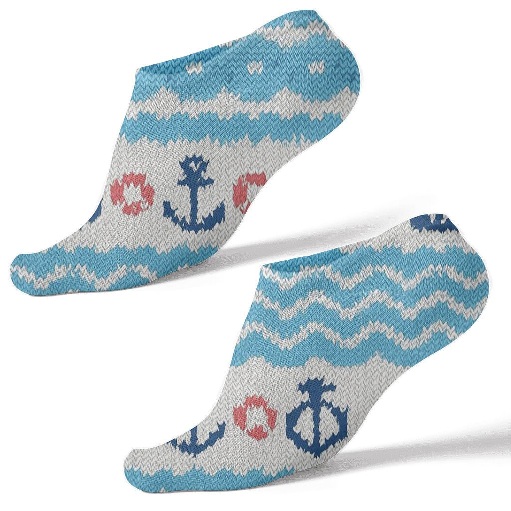 Coast Guard Officer Rope Knit Illusion Pattern Bands personalized ankle socks