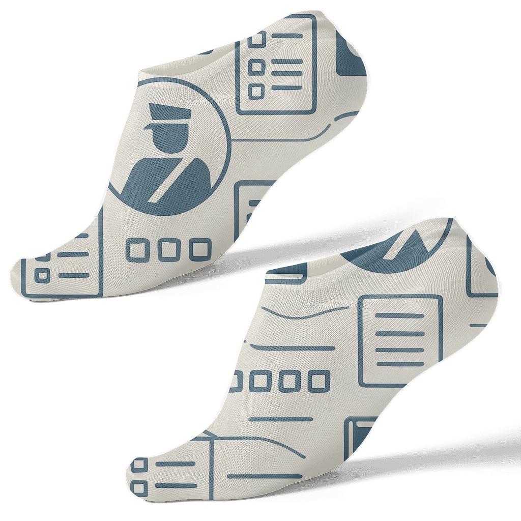 Border Form Bands With Immigration Officer Motifs designer print ankle socks