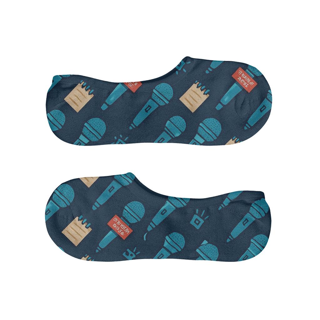 Microphone Chevron For Reporter Nights anti-slip no-show socks