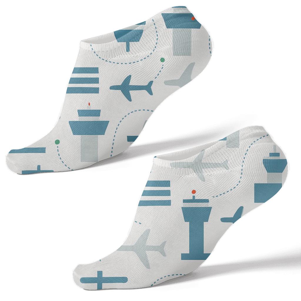 Control Tower Grid With Air Traffic Controller Icons stylish athletic ankle socks