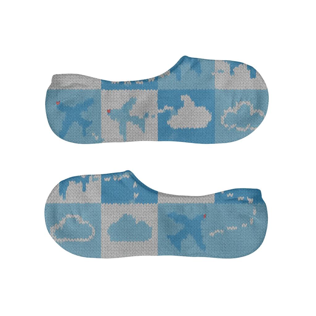 Knitted Airplane Patchwork Sky trendy no-show sock styles