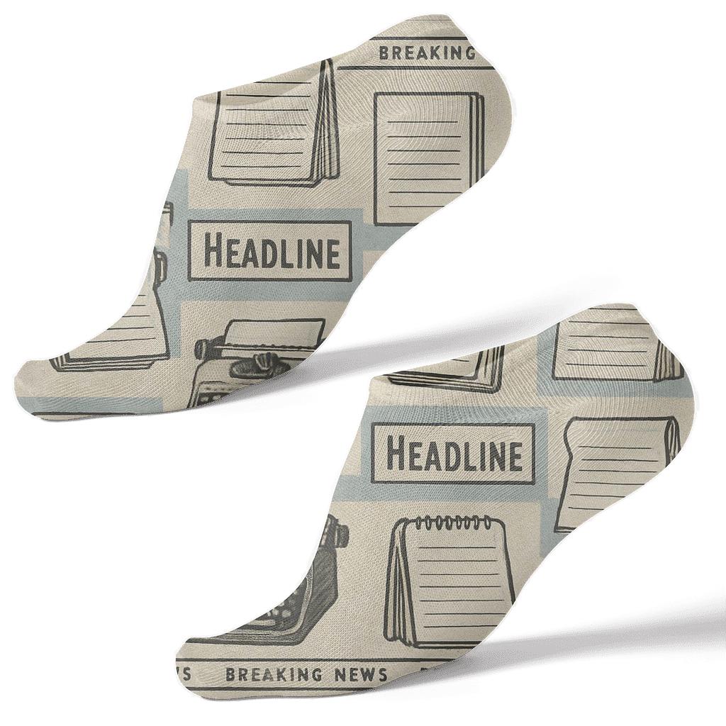 Newsprint Lattice With Journalist Headlines comfortable cotton ankle socks