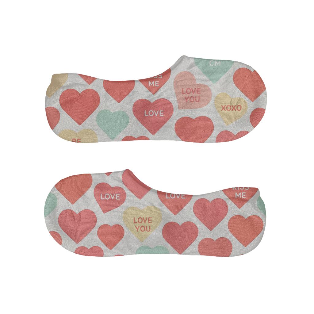 Candy Heart Mosaic With Valentine’s Candy Heart Messages trendy no-show sock styles