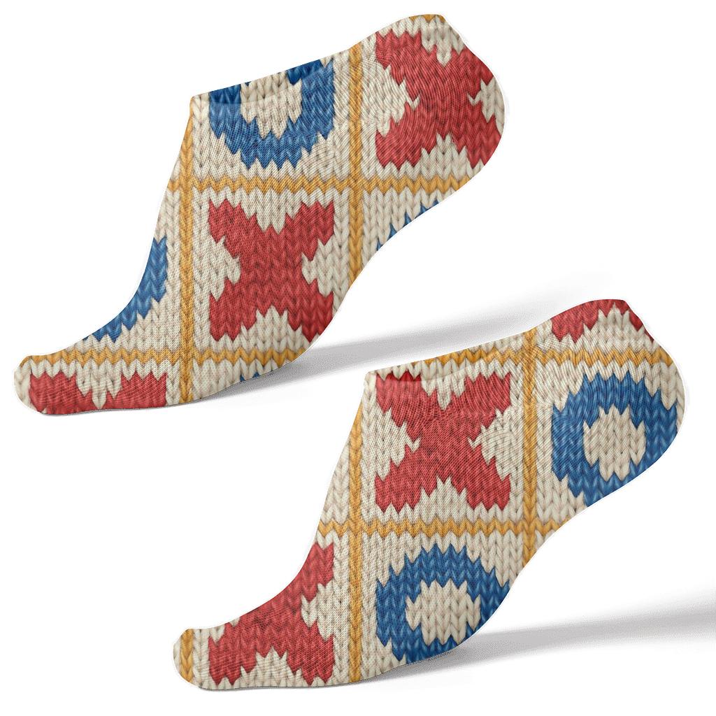Knitted Illusion Valentine Xo Icons Fair Isle Repeat soft everyday ankle socks