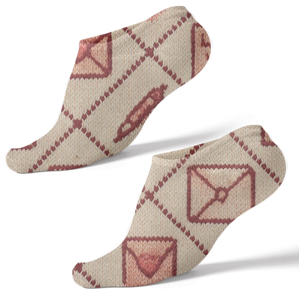 Valentines Love Letter Envelope Knitted Heart Seal Lattice comfortable cotton ankle socks