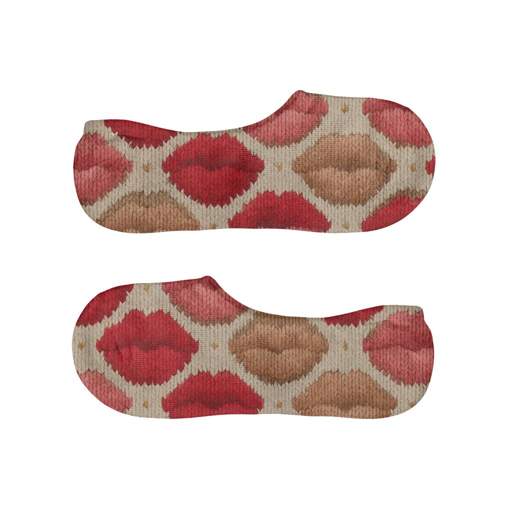 Knitted Illusion Pout Tiles Kiss Mark low cut no-show socks