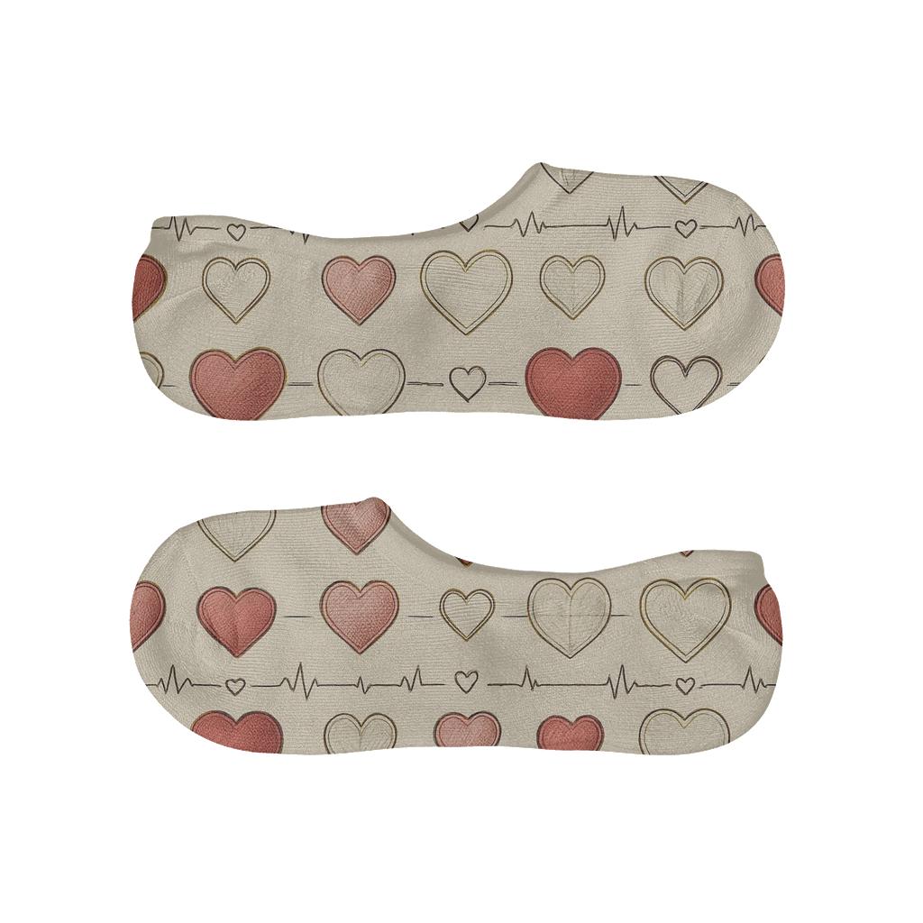 Vintage Naturalist Poster Look Valentines Classic Heart Botanical Bands custom no-show socks