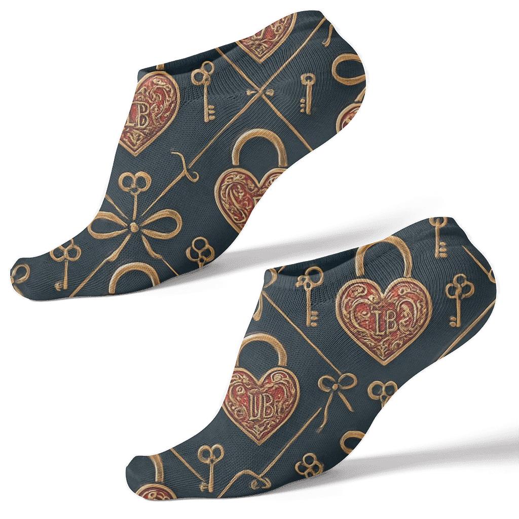 Heirloom Lattice Valentines Heartshaped Lock stylish athletic ankle socks