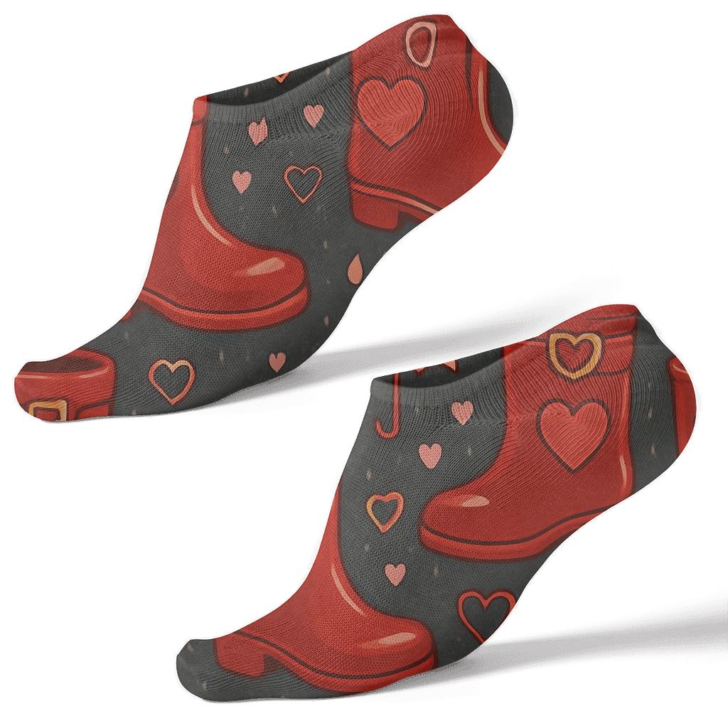 Soul Boots in a Rainy Puddle Scene with Valentines Classic Soul Charm Ankle Length Socks