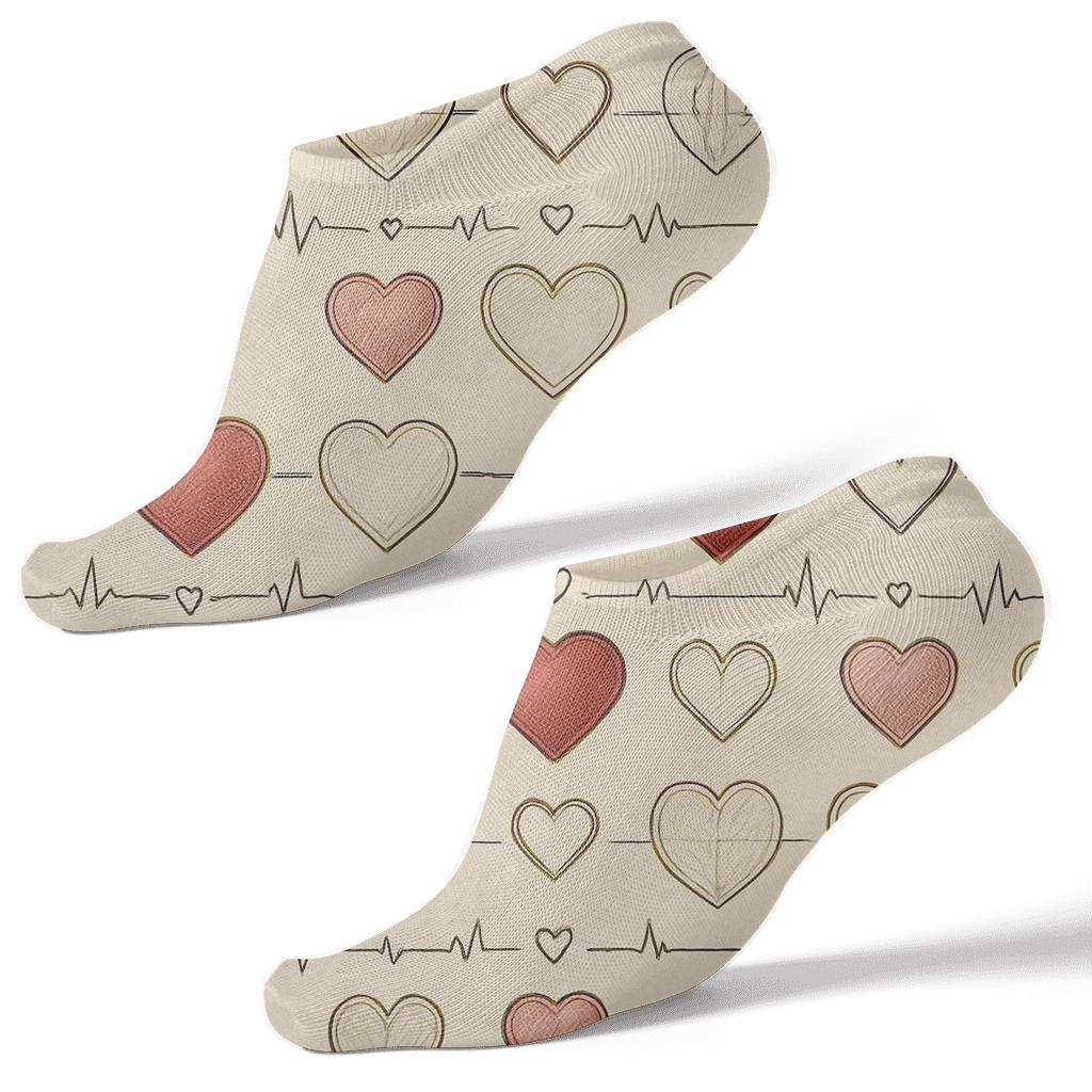 Vintage Naturalist Poster Look Valentines Classic Heart Botanical Bands trendy patterned ankle socks