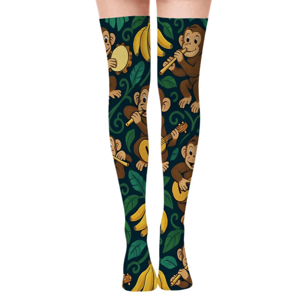 Vine Lattice With Ape Musicians custom over-the-knee socks