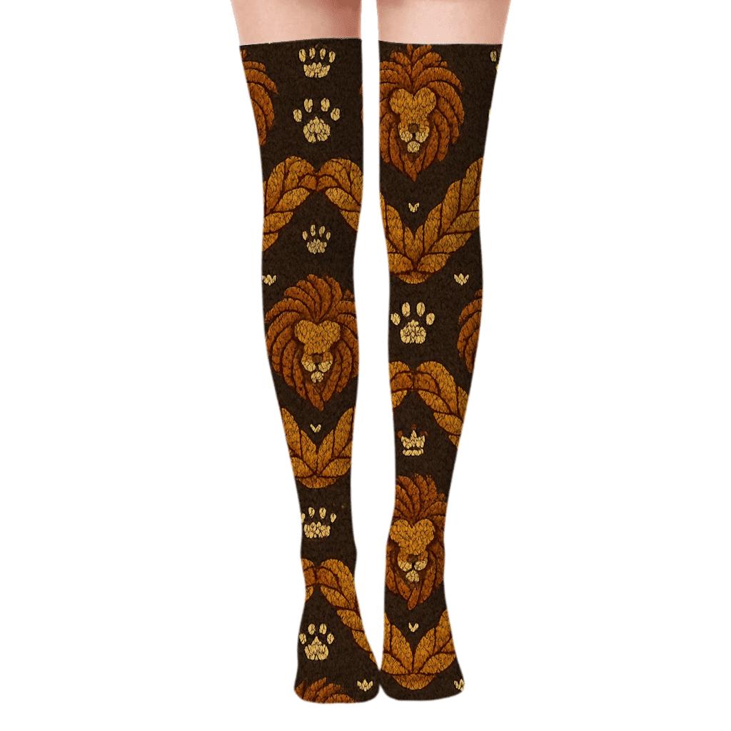 Knitted Illusion Lion Mane Chevron Bands soft everyday over-the-knee socks