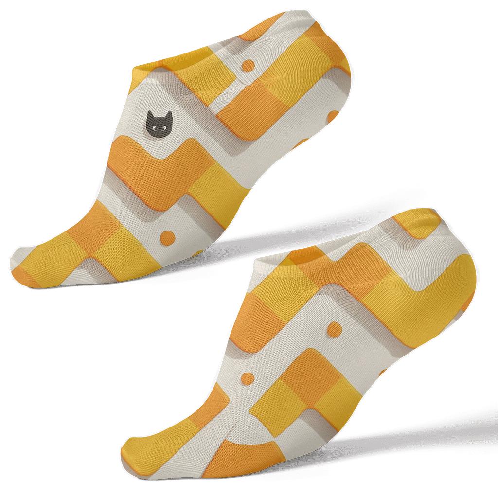 Orange Candy Corn Zigzag Weave On White Background personalized ankle socks