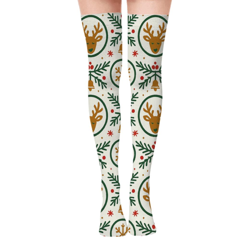 Scandinavian Folk Reindeer Pattern Bands unique graphic over-the-knee socks