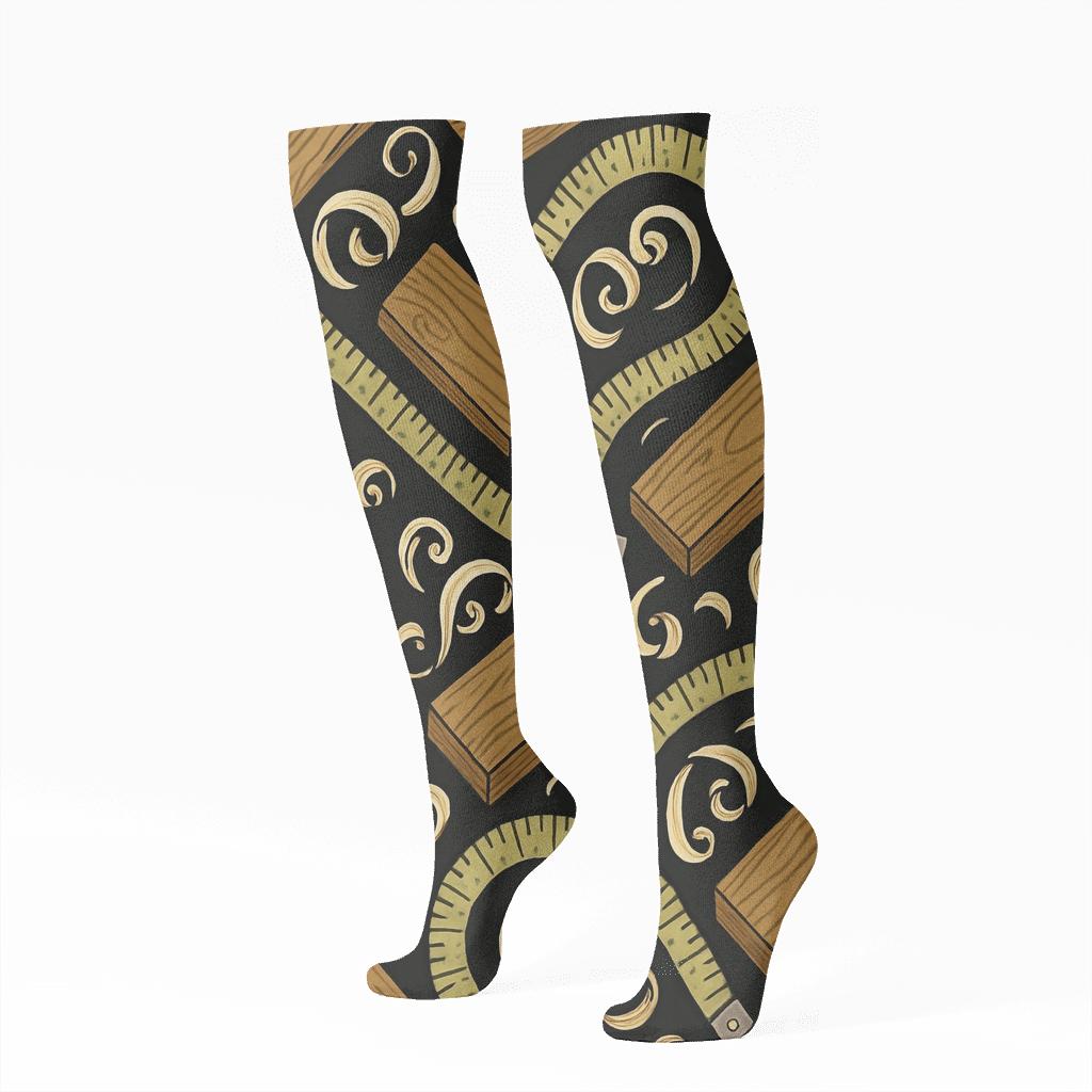 Measuring Tape Constellations With Carpenter Charm premium sports knee-high socks