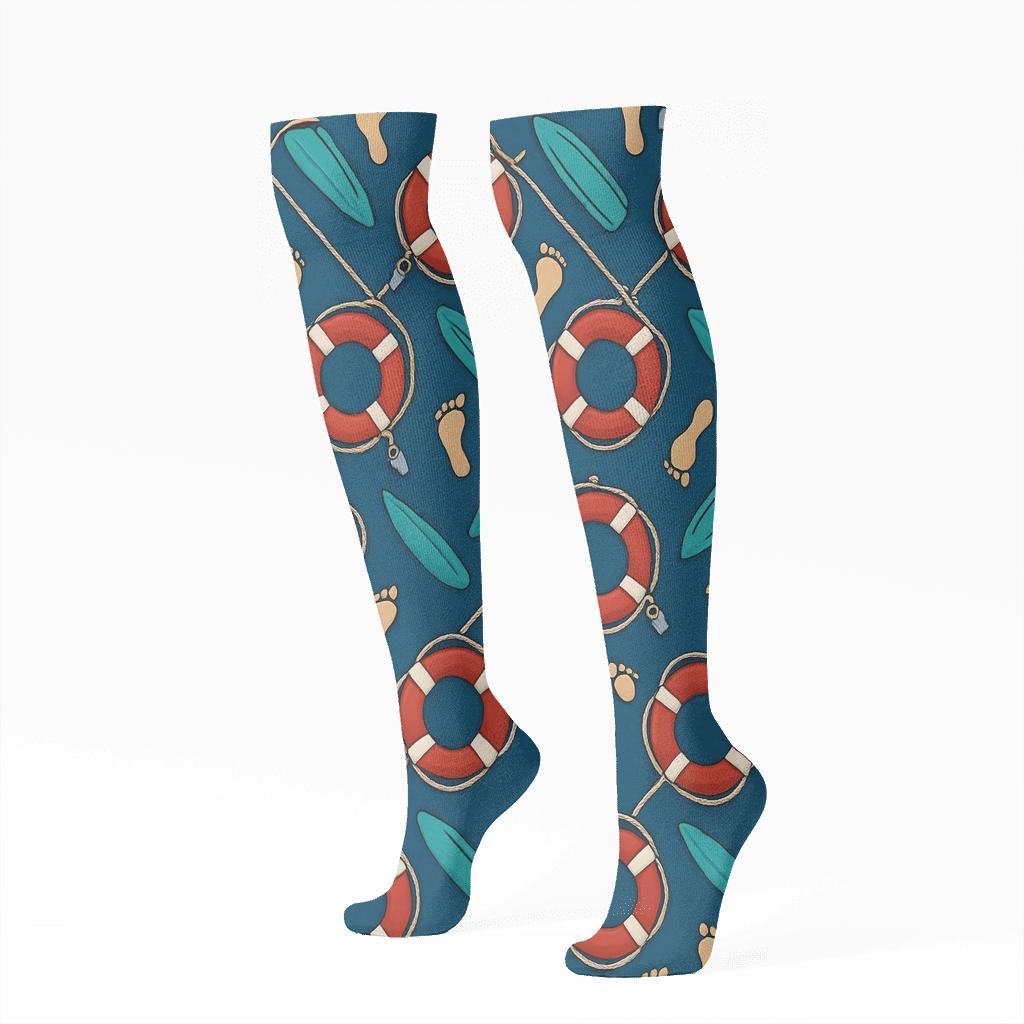 Rescue Ring Lattice, Lifeguard Edition comfortable cotton knee-high socks