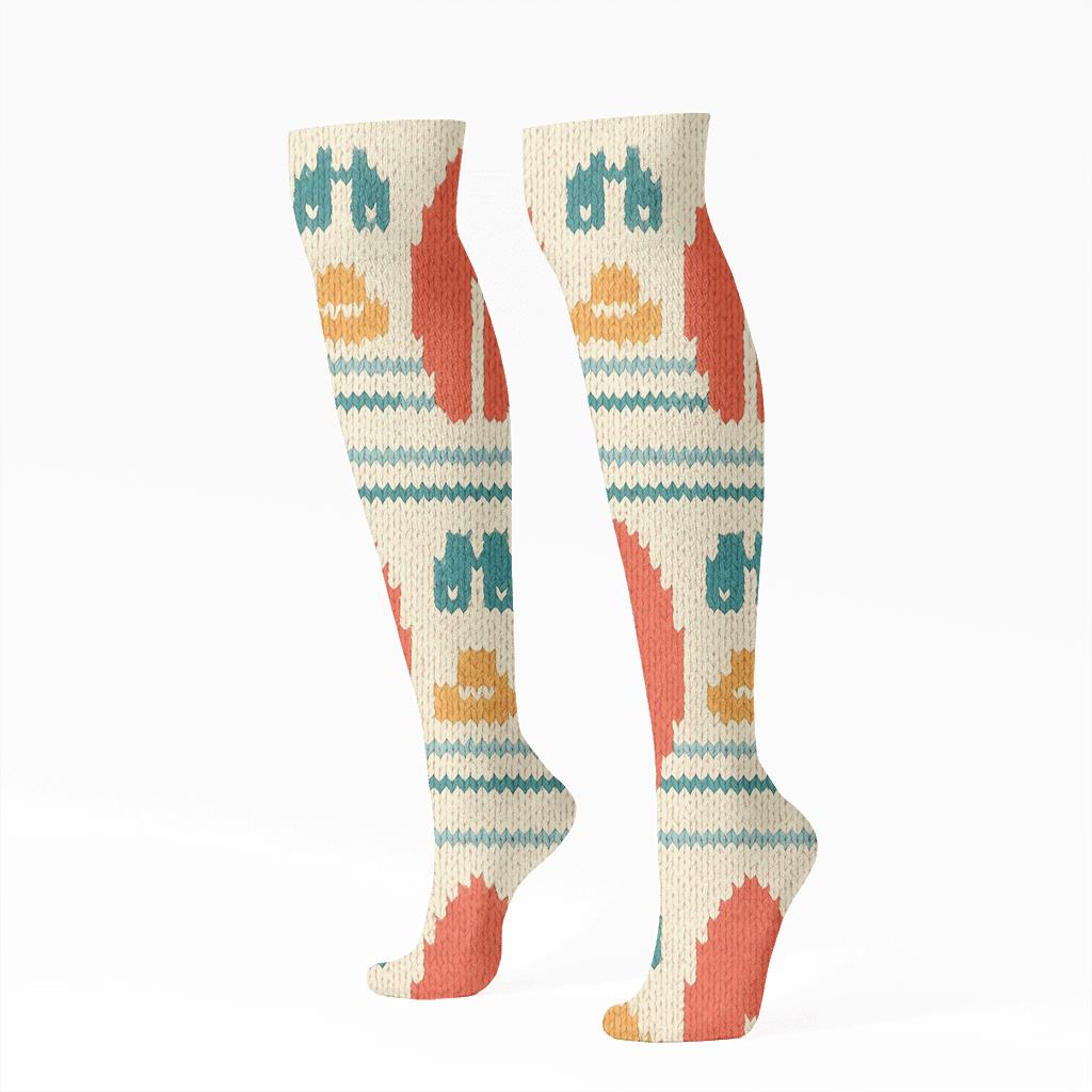 Lifeguard Knit Illusion Surfboard Chevron premium sports knee-high socks