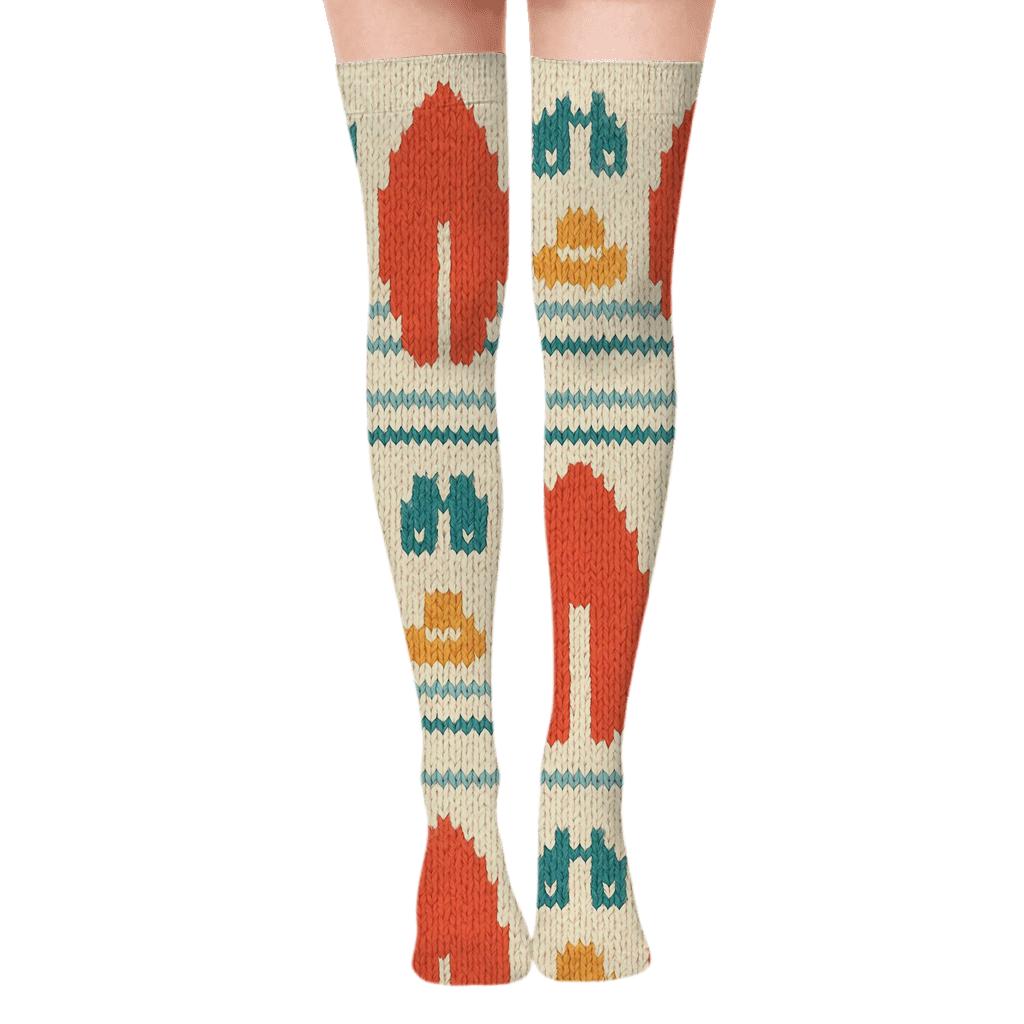 Lifeguard Knit Illusion Surfboard Chevron stylish fashion over-the-knee socks