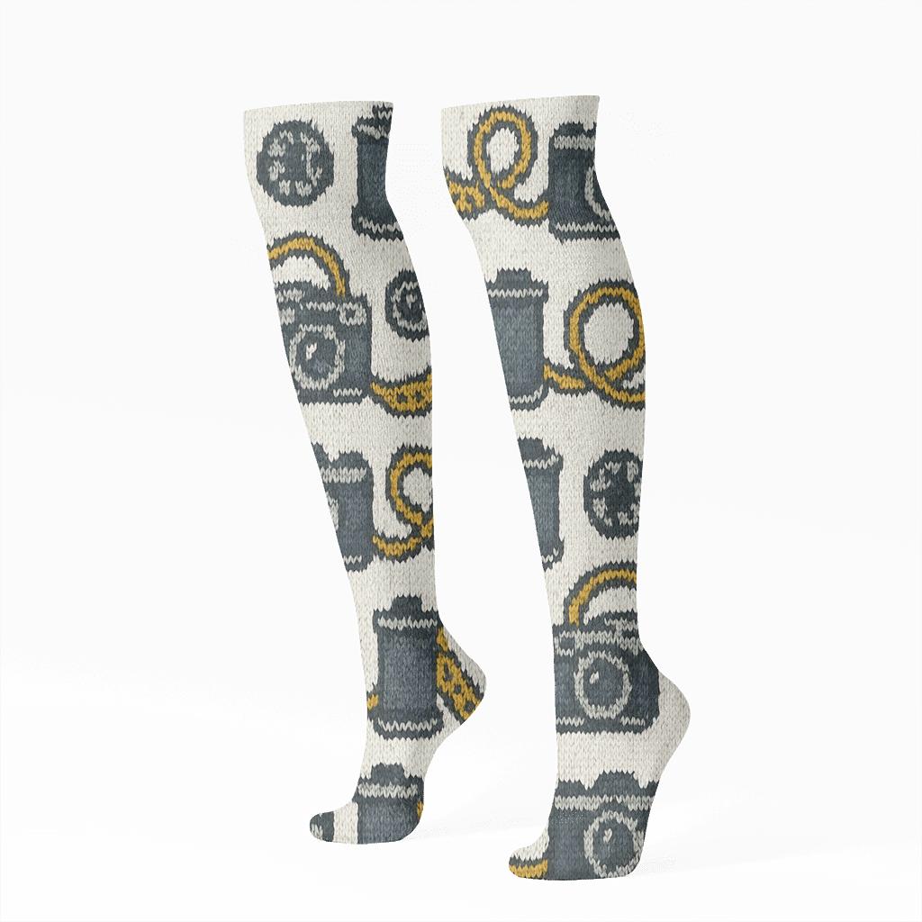 Photographer Knit Illusion Film Roll Parade custom knee-high socks