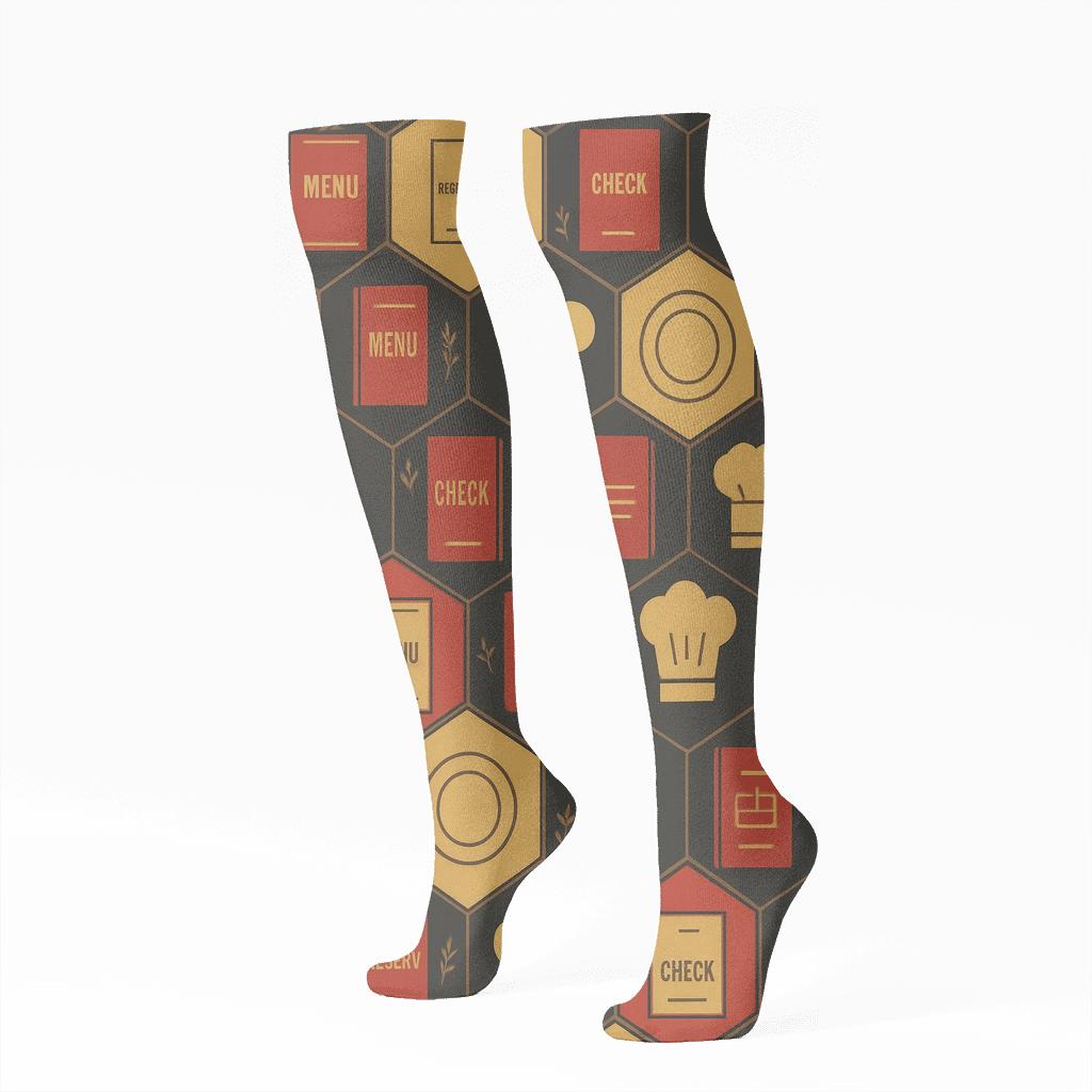 Restaurant Manager Service Rhythm Tessellation stylish athletic knee-high socks