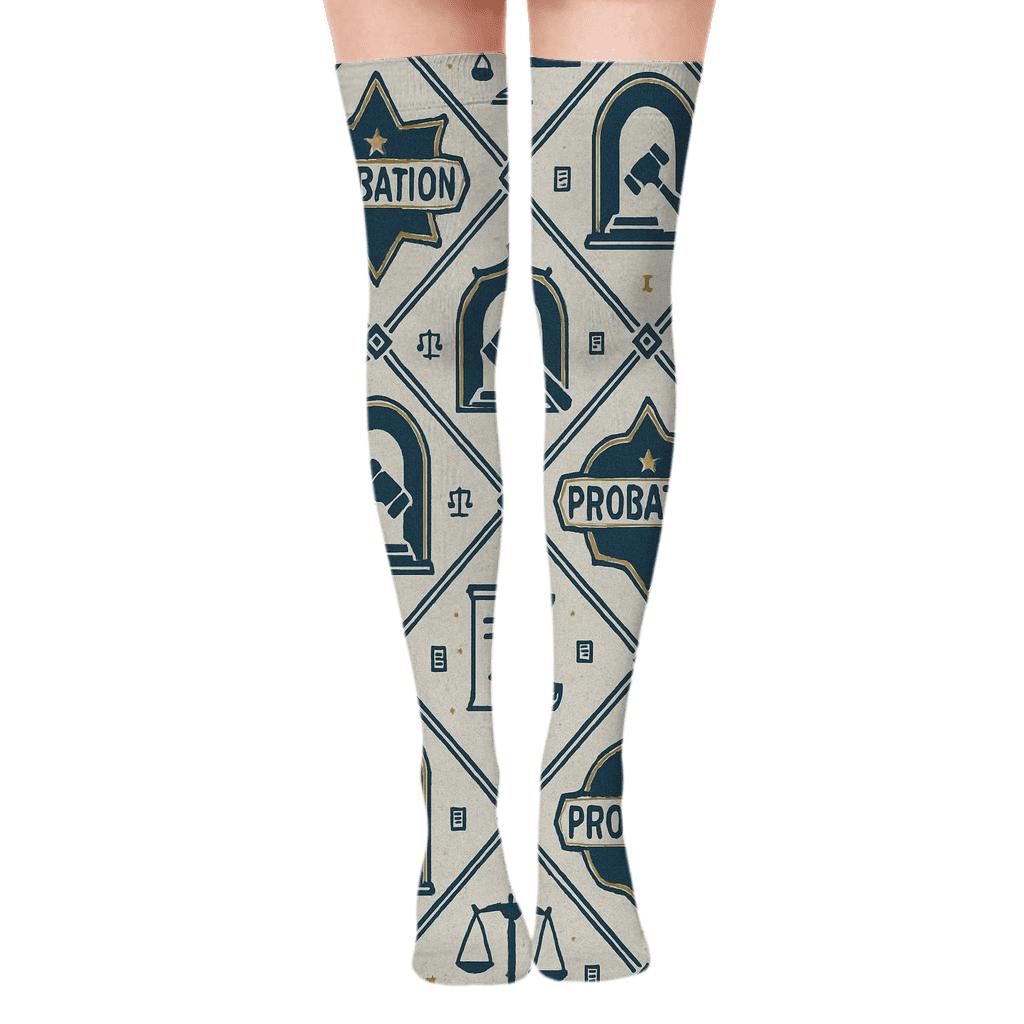 Courtroom Lattice For The Probation Officer premium cozy over-the-knee socks