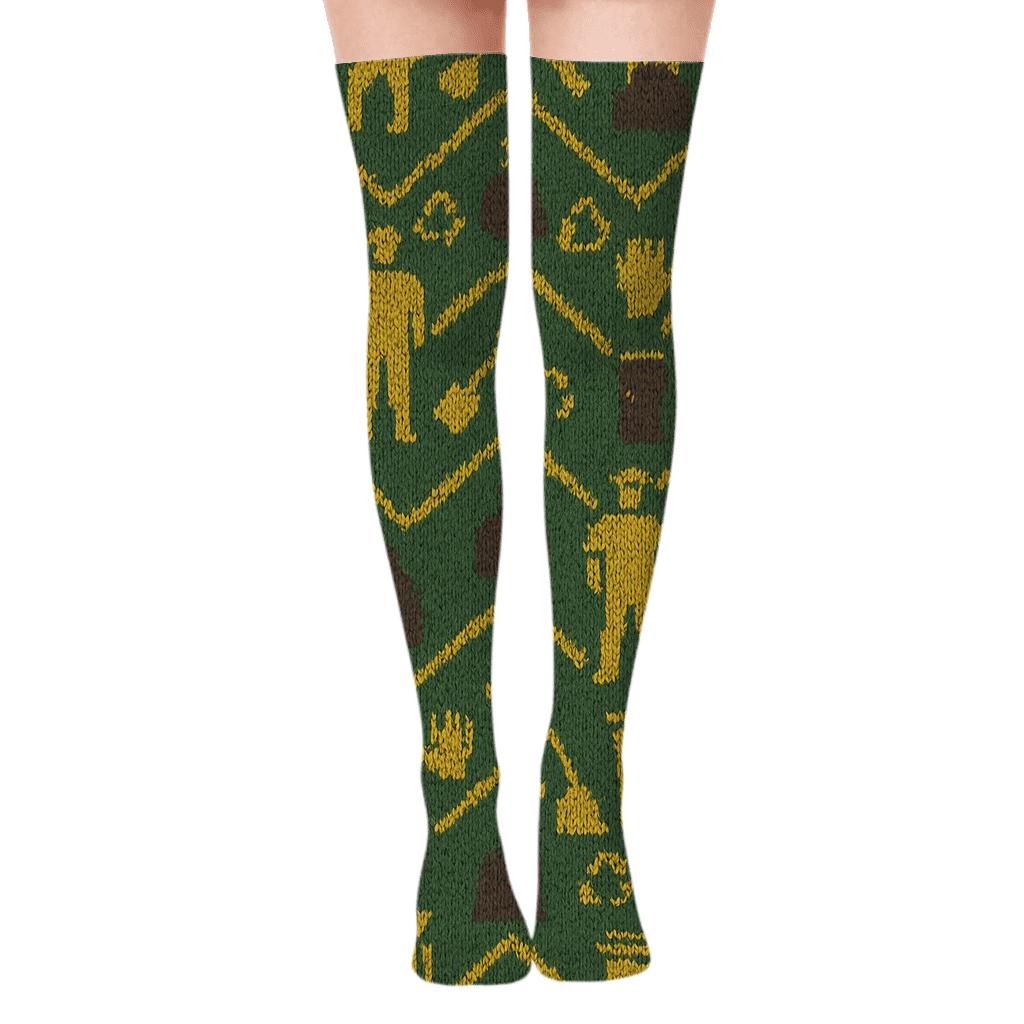 Knitted Illusion Sanitation Worker Chevron Lattice custom over-the-knee socks