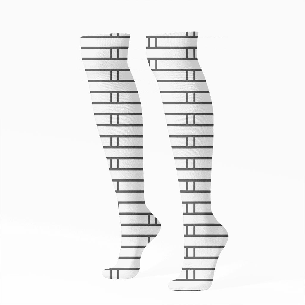 Interlace Bar Minimal trendy patterned knee-high socks