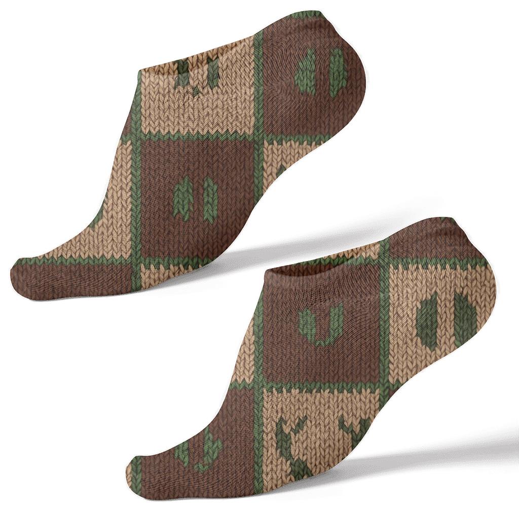 Knitted Cabin Checks With Deer Tracks unique graphic ankle socks