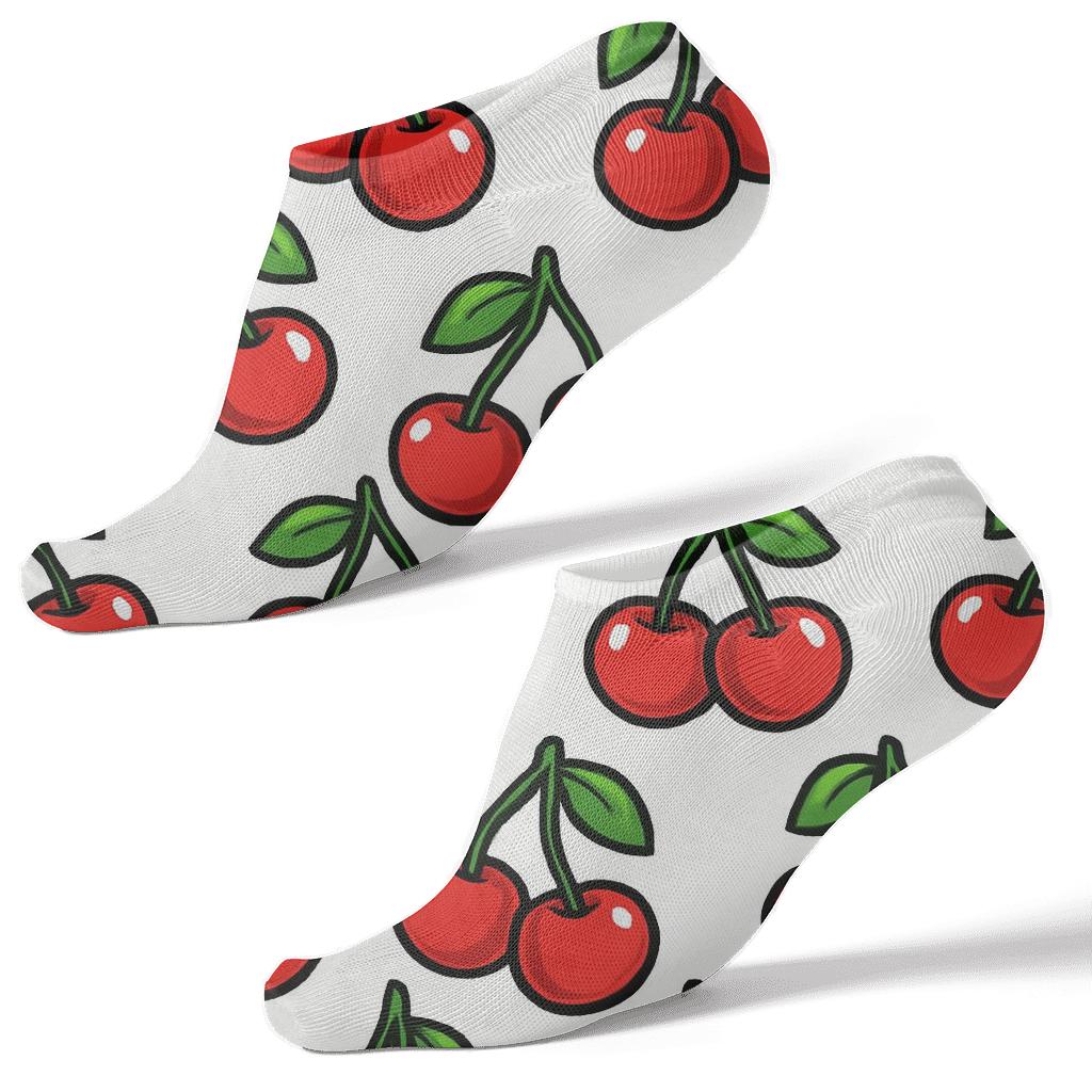 Paired Stems Pattern With Cherry Gloss comfortable cotton ankle socks