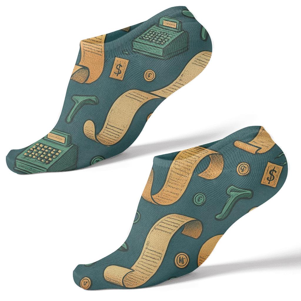 Receipt Ribbons With Cashier Icons unique graphic ankle socks