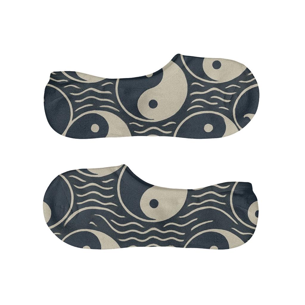 Charcoal Indigo Dual Koi Ring Tessellation breathable no-show socks