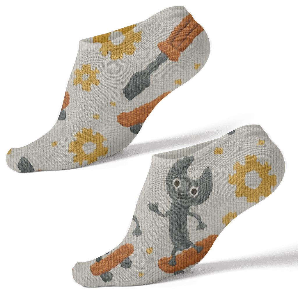 Mechanic Knit Illusion Tool Parade unique graphic ankle socks