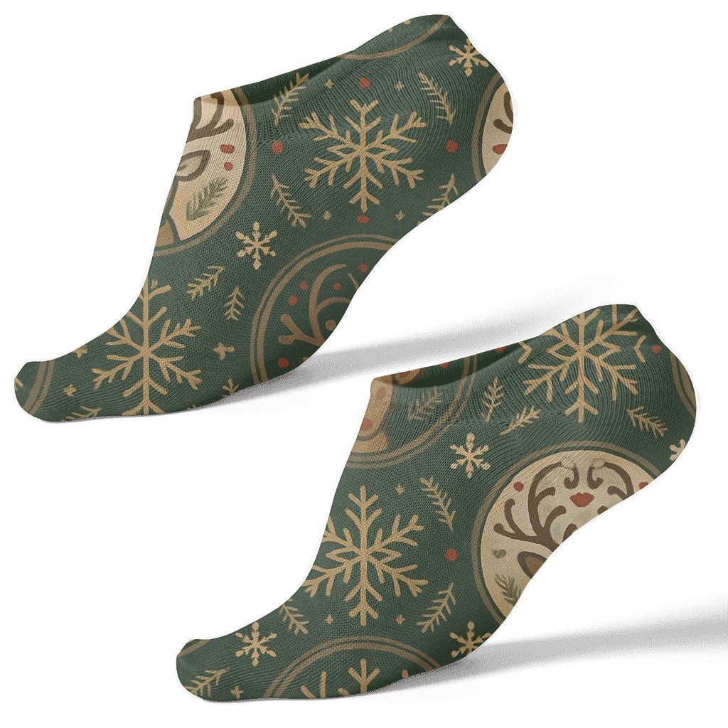 Scandinavian Folk Reindeer Medallion Rosette personalized ankle socks