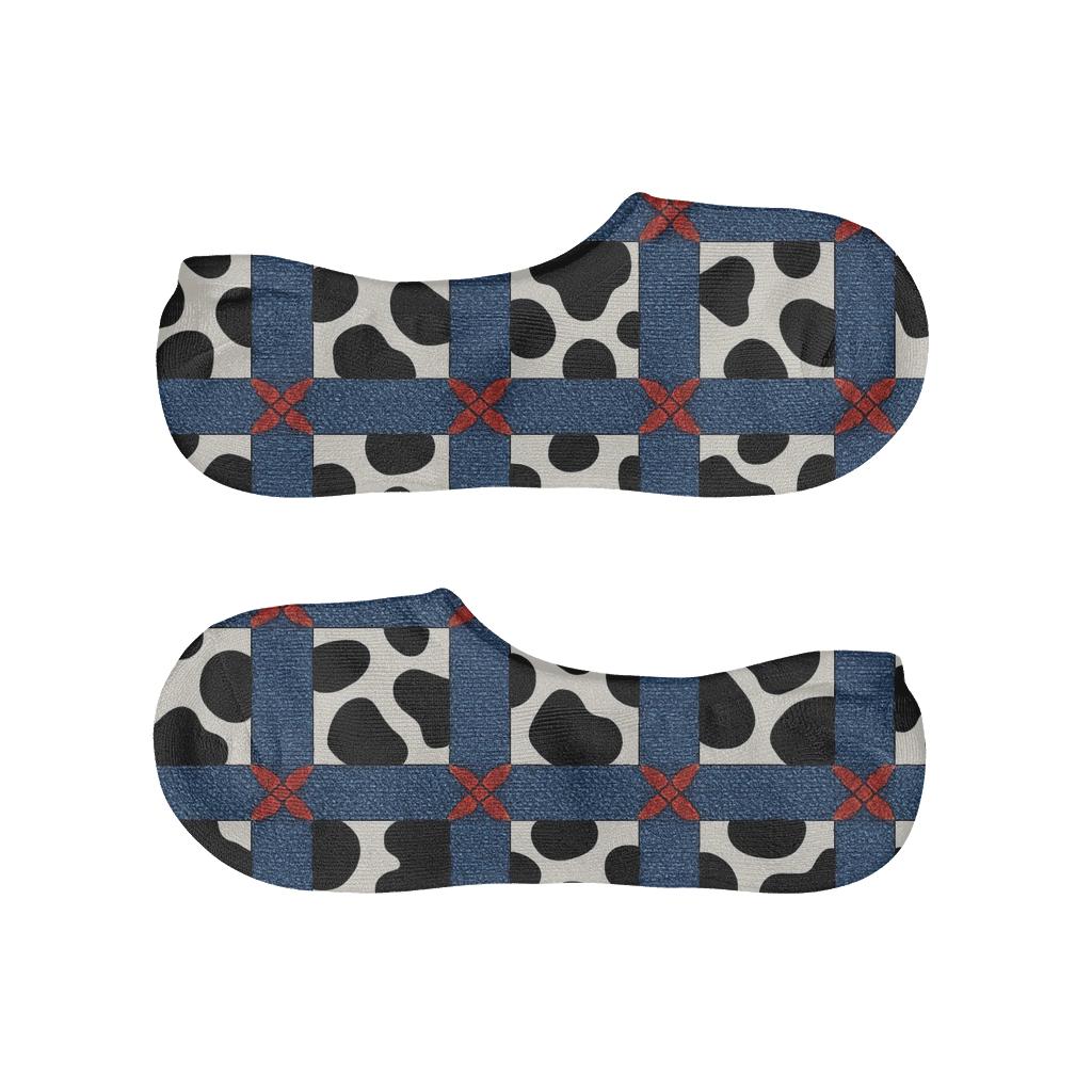 Denim Weave Illusion With Bandana Accent Spots comfortable invisible socks