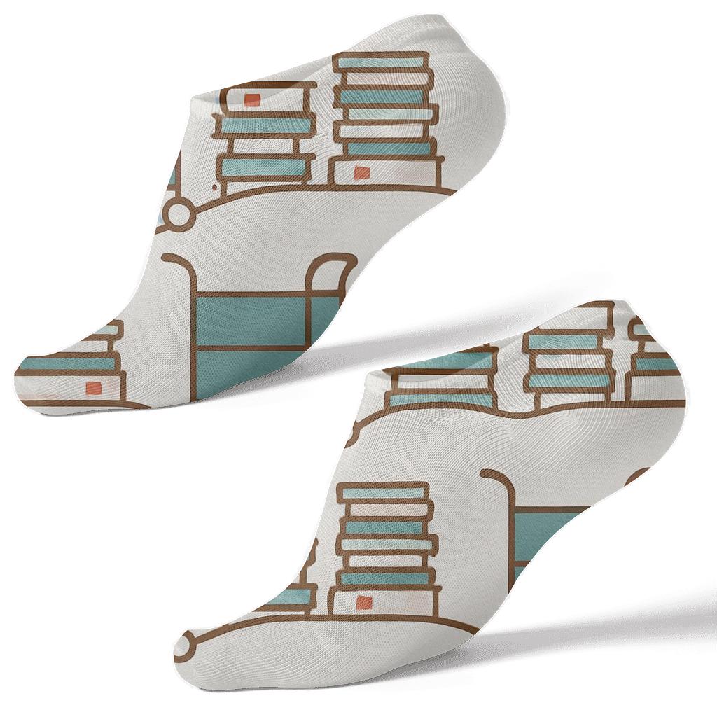 Book Cart Wave With Librarian Charm custom ankle socks